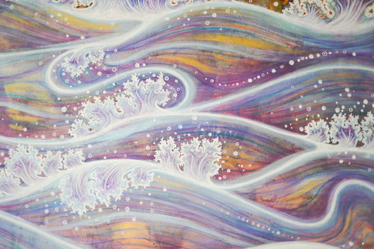 Colorful Wavy Pattern Art On Wall Texture