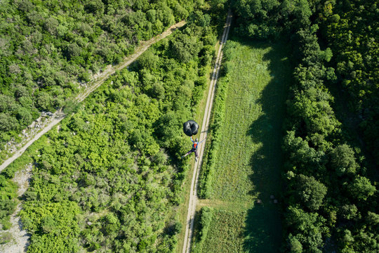 BASE jumper over forest