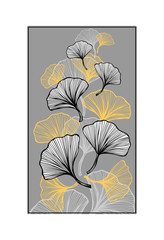 Abstract composition with Gingko Biloba leaves for decoration different things or for embroidery or for decoration T-shirt or mobile telephone or for tea package or medicine