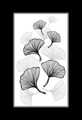 Abstract composition with Gingko Biloba leaves for decoration different things or for embroidery or for decoration T-shirt or mobile telephone or for tea package or medicine
