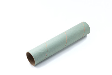 Carton cylindrical paper roll tube or pipe full completely isolated on a white background