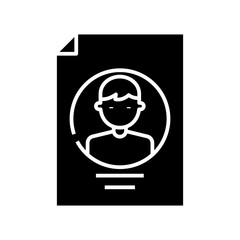 Profile black icon, concept illustration, vector flat symbol, glyph sign.