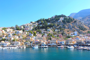 Fototapeta na wymiar Beautiful Symi island Traditional Colorful Greece near a Rhodes 