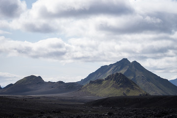 Panoramic view of mountain with Volcanic landscape. Laugavegur trek in Iceland