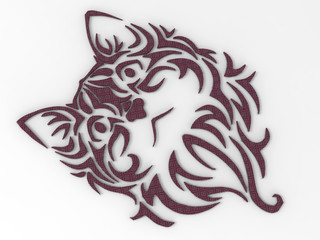 3D rendering - cat tribal ornament face