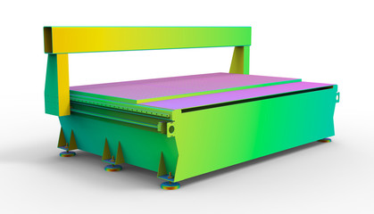 3D rendering - FEA study of a machining equipment with a large platform