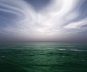Sea of water, ocean of sky, 3D rendering