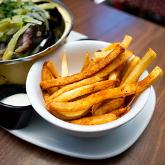 french fries with sauce