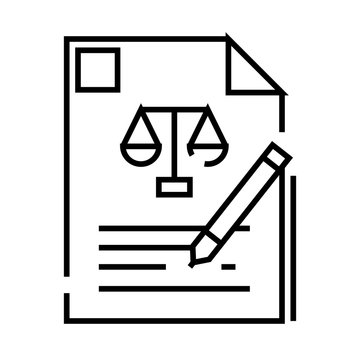 recommend clip art: Written testimony line icon, concept sign, outline vector illustration, linear symbol.