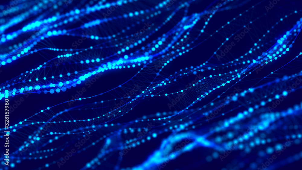 Poster Network connection dots and lines. Technology background. Plexus. Big data background. 3d rendering.