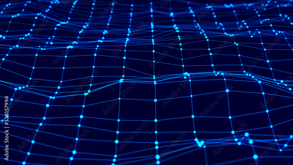 Aufkleber Network connection dots and lines. Technology background. Plexus. Big data background. 3d rendering.