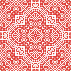 Seamless pattern in ethical style. The motif is made in the technique of pixel art.