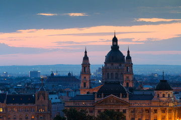 Morning view of St. Stephen's Basilica in Budapest, Hungary.