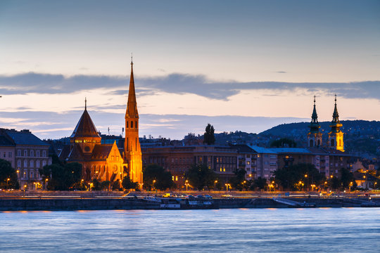 Sunset over historic town centre of Budapest, Hungary.
