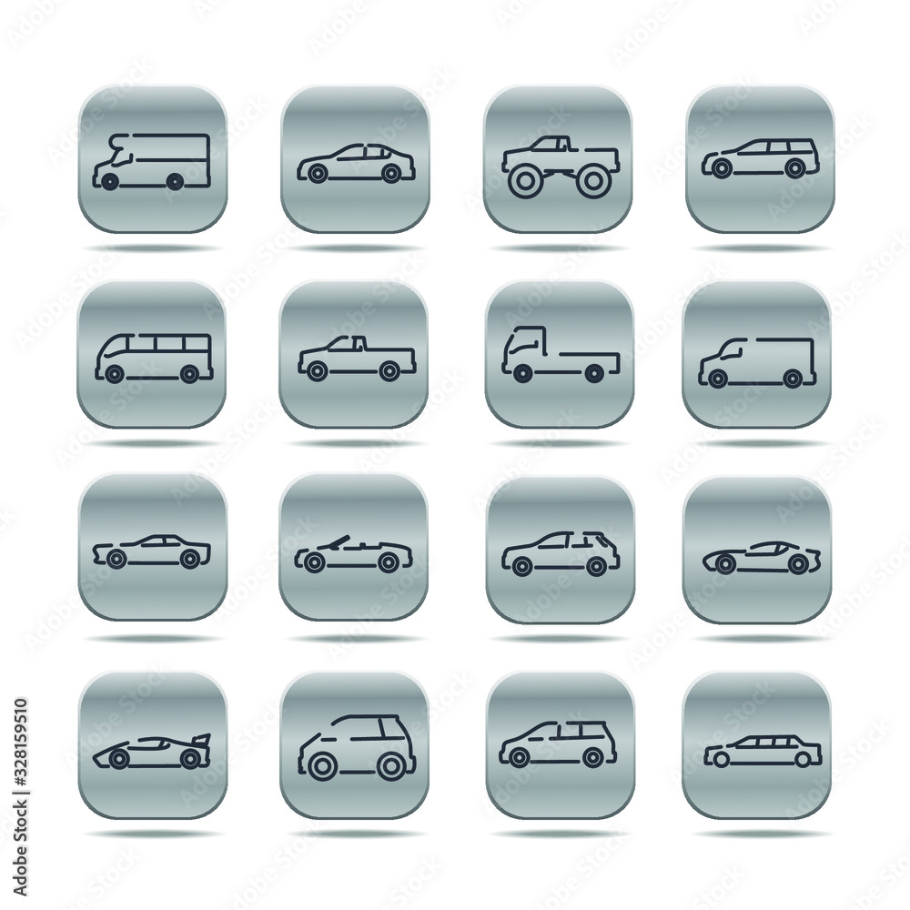Poster simple car set icon template color editable. car pack symbol vector sign isolated on white backgroun