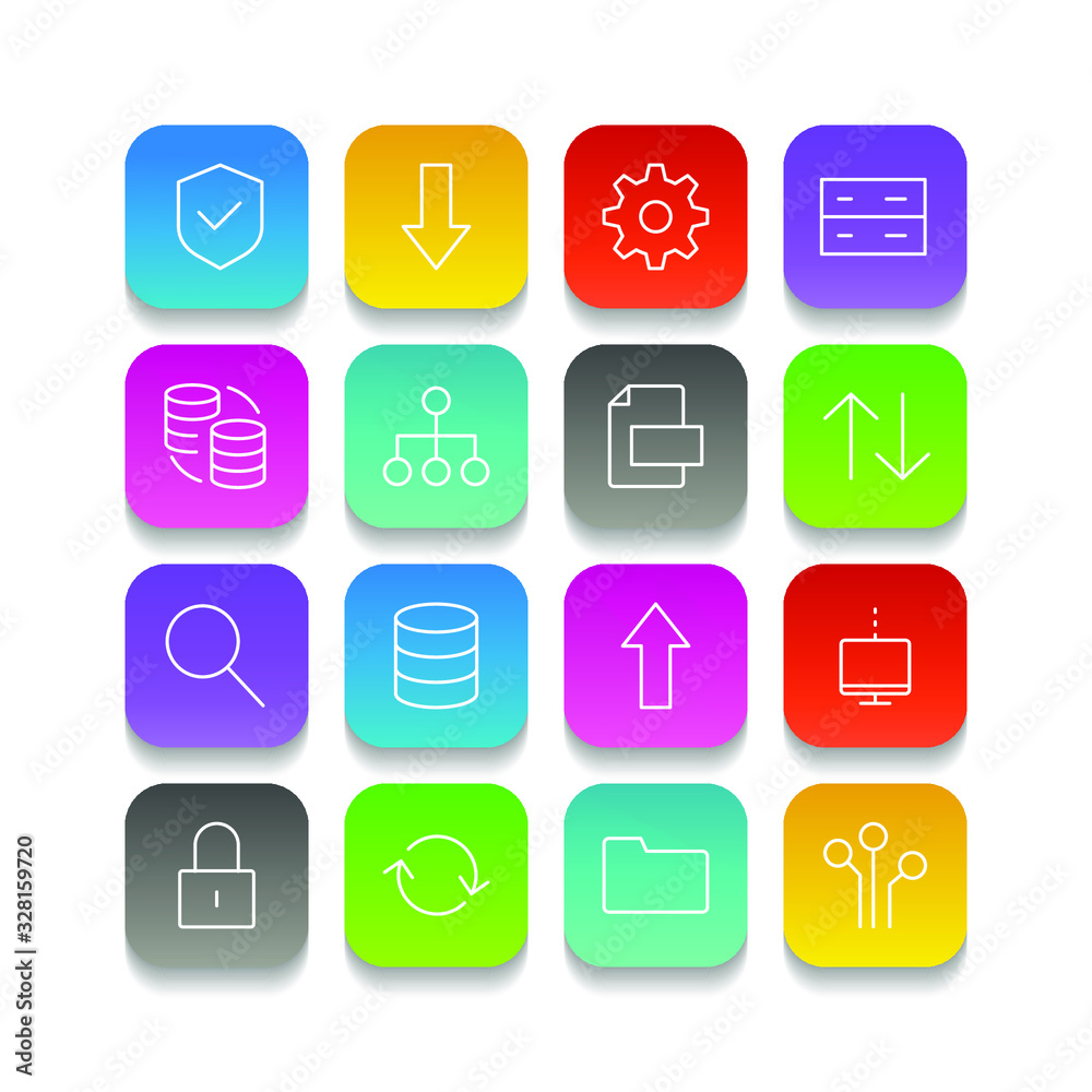 Poster Cloud data and technology set icon template color editable. Cloud data and technology pack symbol vector sign isolated on white background illustration for graphic and web design.