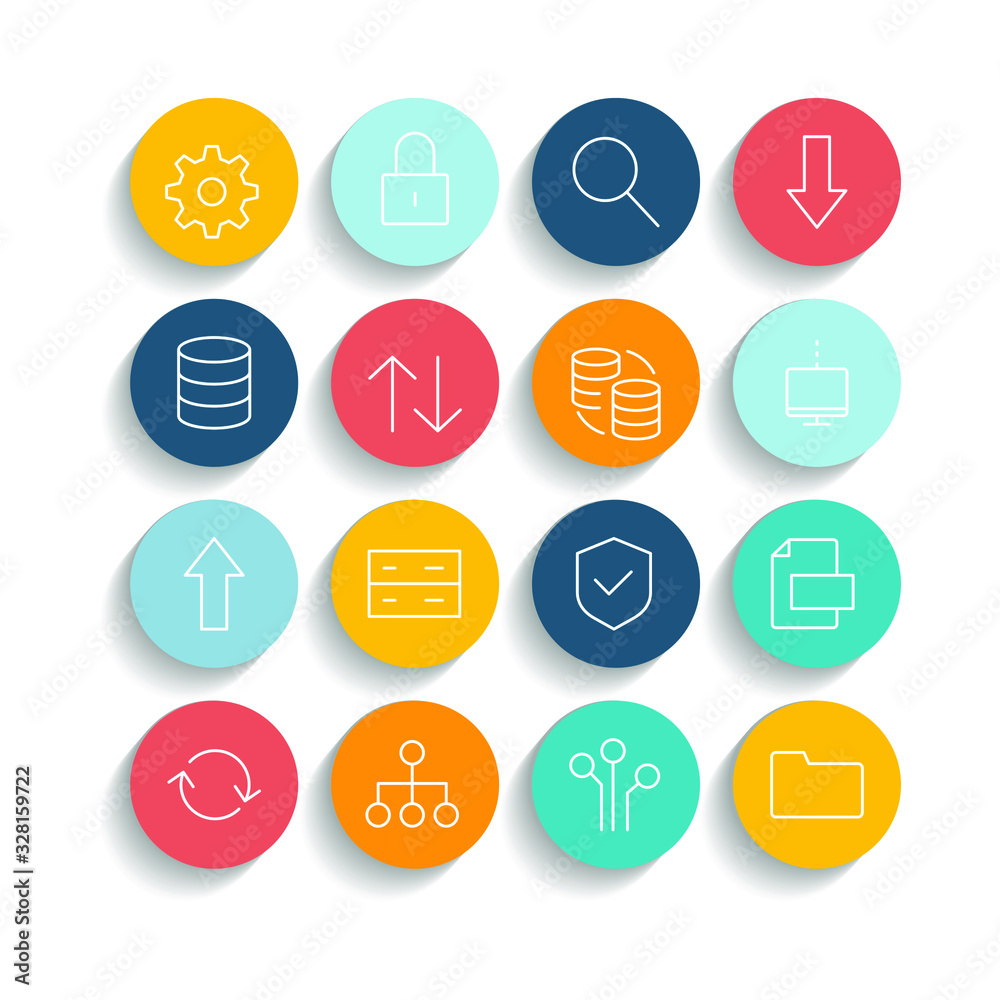 Poster Cloud data and technology set icon template color editable. Cloud data and technology pack symbol vector sign isolated on white background illustration for graphic and web design.