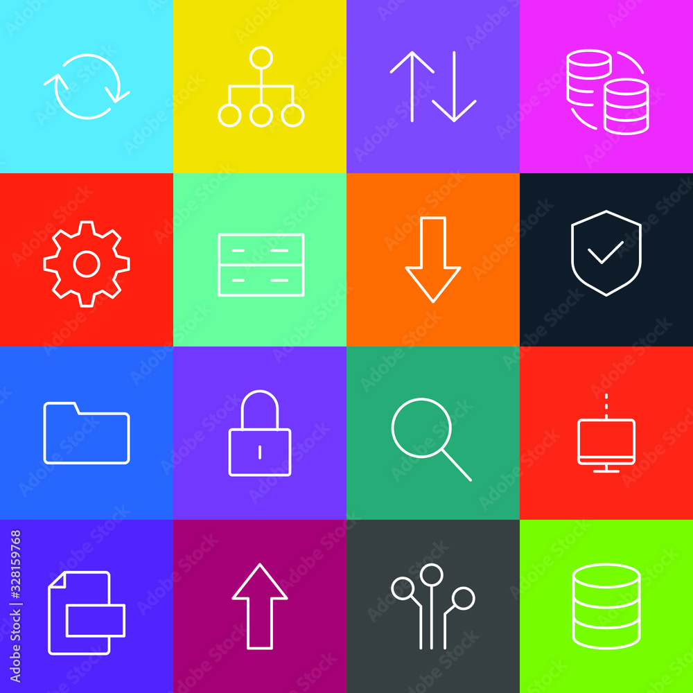 Poster cloud data and technology set icon template color editable. cloud data and technology pack symbol ve