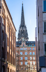 Cityscape with Church of St. Nicholas, Hamburg, Germany