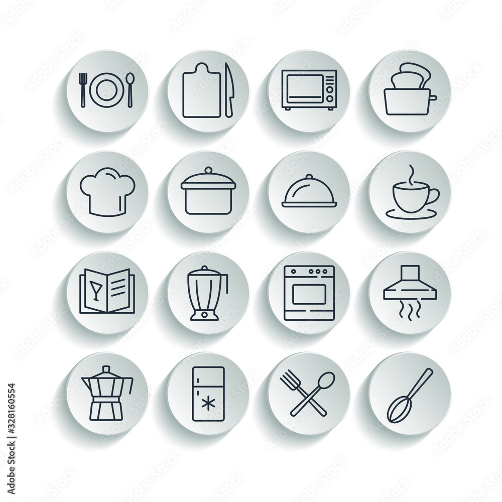Poster kitchen set icon template color editable. kitchen pack warning symbol vector sign isolated on white 