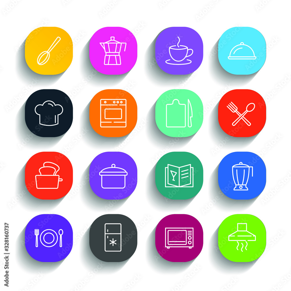 Poster kitchen set icon template color editable. kitchen pack warning symbol vector sign isolated on white 