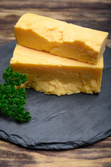 British hard cheese made from cow milk matured cheddar from Somerset