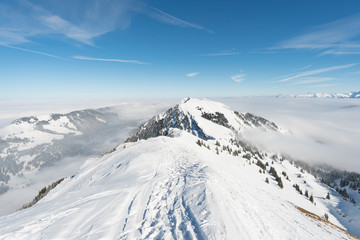 Snowshoe tour on the Hochgrat in the Allgau