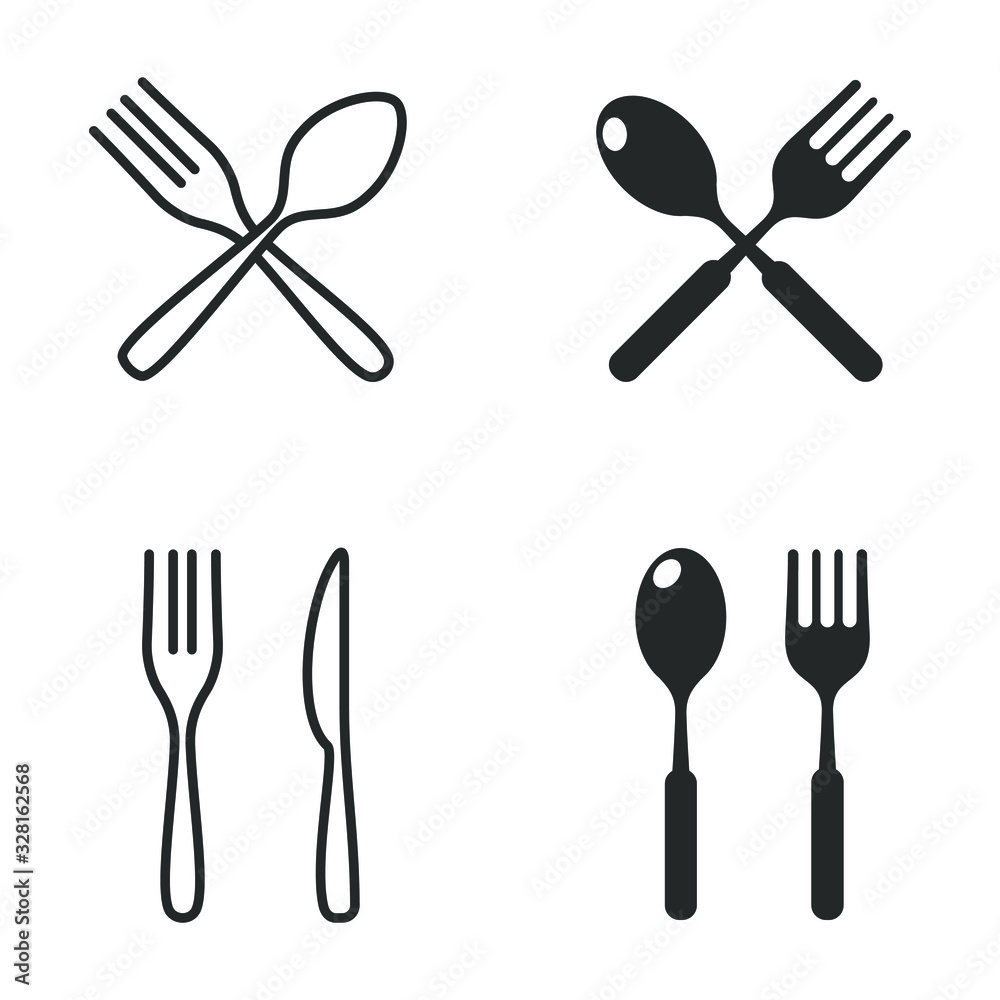 Aufkleber cutlery icon template color editable. cutlery symbol vector sign isolated on white background illust