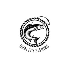 Fishing Logo Badge Illustration, Ideal For Fishing Club, Tournament, Restaurant, Fashion Apparel Patch, Sticker, Sign, Event, And Many Other Fishing Related Activities, Fishing Vintage