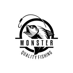 Fishing Logo Badge Illustration, Ideal For Fishing Club, Tournament, Restaurant, Fashion Apparel Patch, Sticker, Sign, Event, And Many Other Fishing Related Activities, Fishing Vintage