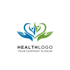 Healthy life vector logo template, Healthy - vector logo template illustration. Man figure on leaves. Ecological and biological product concept sign. Ecology symbol. Human character icon