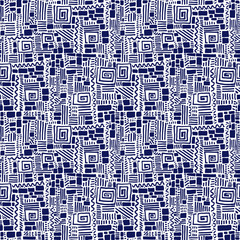 Seamless doodle geometric brick and line pattern.