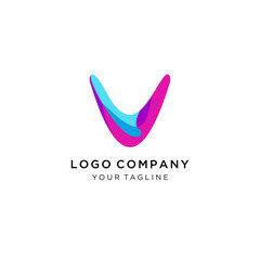 Letter V logo icon colorful design template elements. Vector color sign.