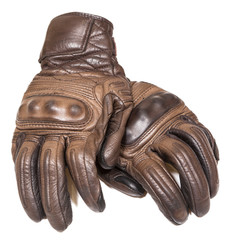 Motorcycle protective leather gloves, isolated on white background