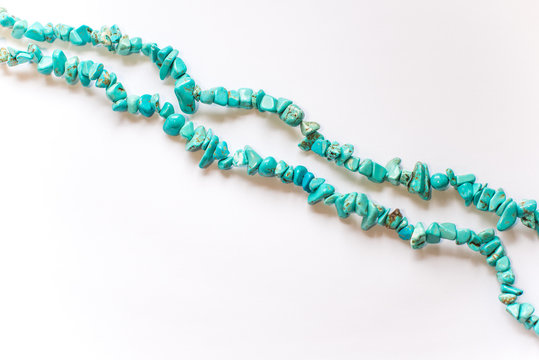 Natural gemstone, turquoise stone accessorize close up, boho details