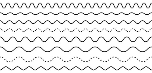 Wave line set. Zigzag. Vector - obrazy, fototapety, plakaty
