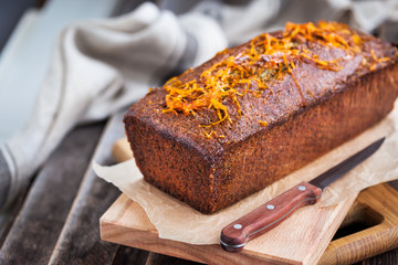 Delicious homemade orange and poppy seeds loaf cake
