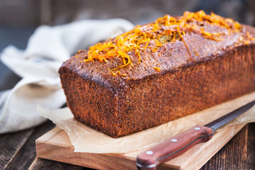 Delicious homemade orange and poppy seeds loaf cake