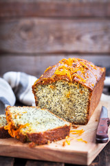 Delicious homemade orange and poppy seeds loaf cake