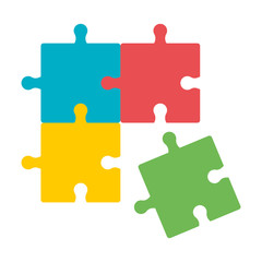 Colorful puzzle pieces. Puzzle icon. Vector jigsaw. 