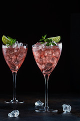 Summer cocktail with rose wine