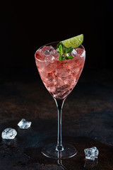 Summer cocktail with rose wine