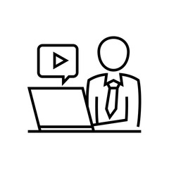 Video clips view line icon, concept sign, outline vector illustration, linear symbol.