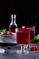 Glasses of a red berry juice