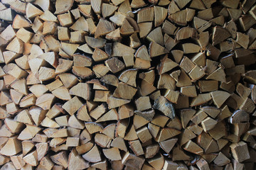 birch firewood stacked in the woodpile