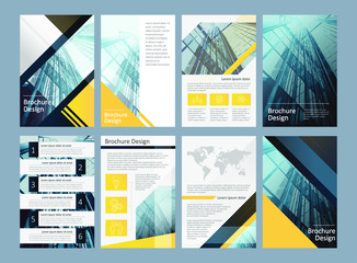 business brochure template geometric pattern color set of eight sheets