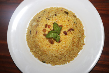 top view of biryani rice plate