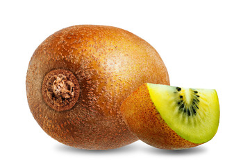 Ripe kiwi fruit on a white isolated background