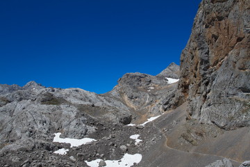 Picos de Europa, Spain; Aug. 04, 2015. The Picos de Europa National Park is located in the Cantabrian Mountains, between the provinces of Asturias, León and Cantabria.