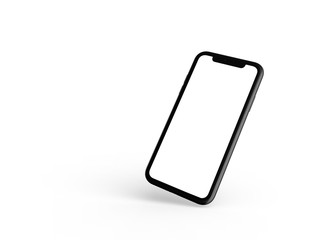 Smartphone in perspective - mockup front side with white screen